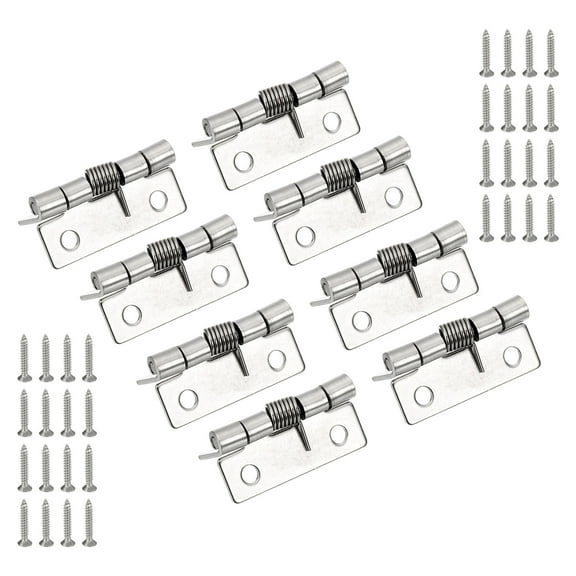 Uxcell 1.5" Spring Loaded Hinges Self Closing Door Hinges  304 Stainless Steel Small Door Hinges with Screws, 8 Pcs