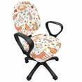 thumbnail image 1 of Cartoon Office Chair Slipcover, Happy Floral Forest Animals Deer Bunny Birds Insects And Squirrel, Protective Stretch Decorative Fabric Cover, Standard Size, Multi-Color, By Ambesonne, 1 of 5