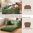 thumbnail image 3 of Boneless Convertible Floor Sofa Bed, Lofka 59" Folding Loveseat Couch for Small Spaces, Corduroy 2 Seater Lounge Sleeper with 2 Pillows & Pockets for Living Room, No Assembly, Green, 3 of 9