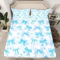thumbnail image 2 of Feelyou Cute Princess Bow Twin Sheet Sets for Kids, Blue Checkered Buffalo Twin Fitted Sheet, Cartoon Love Heart Flat Sheet, Luxury Bedroom Decor, 3-Piece, 2 of 7