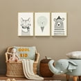 thumbnail image 3 of Full House 3 Panels Framed Canvas Wall ArtOil Paintings - Nursery Wall Art Bear Fox & Icecream on canvas - Aesthetic Prints for Living Room Bedroom Office, 3 of 5