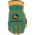 thumbnail image 2 of John Deere Work Gloves, Top Grain Deerskin Leather Gloves with Spandex Back, Green/Gold, 2XL, 2 of 9