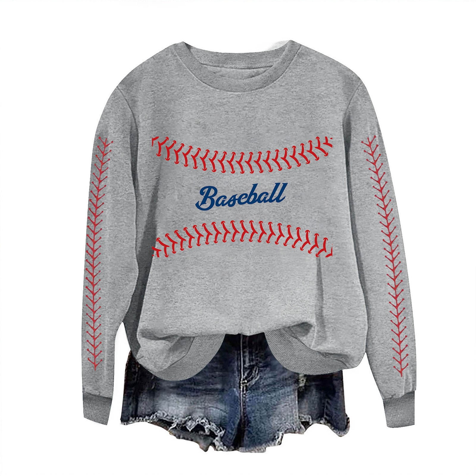 Game Day Baseball Sweatshirt for Women Long Sleeve Pullover Tops Casual Loose Crewneck Funny Baseball Mom Tunic Blouse