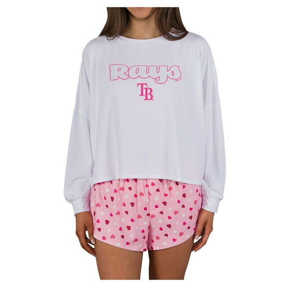 Women's Concepts Sport Pink Tampa Bay Rays Lyric Knit Long Sleeve Top & Short Set