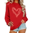 thumbnail image 2 of Aoochasliy Valentines Sweatshirts for Women Love Heart Graphic Tee Crew Neck Loose Fit Long Sleeve Pullover Casual Valentine's Day Tops Gifts for Her Dating Home Party, 2 of 6
