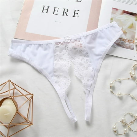 

YDKZYMD Multicolor Low Waist Womens G-String Underwear Lace Sexy Crotchless Tie Rope See Through Panty 1 Pack One Size