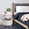 thumbnail image 6 of Round Side End Tables with Storage Bag for Living Room Bedroom, Industial Small Side Accent Bedside Table Metal, Pink, 6 of 9