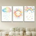 thumbnail image 3 of 3pcs/set, Canvas painting--Unframed, Cute cartoon style rainbows, clouds, sun, Posters and prints, living room, library, office, cafe, bar, abstract art, perfect birthday, holiday gift, Valentine's, 3 of 4