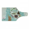 thumbnail image 1 of NYC Cutting Board, New York Infographic Cartography Famous Landmarks Doodle Style Illustration, Decorative Tempered Glass Cutting and Serving Board, in 3 Sizes, by Ambesonne, 1 of 2