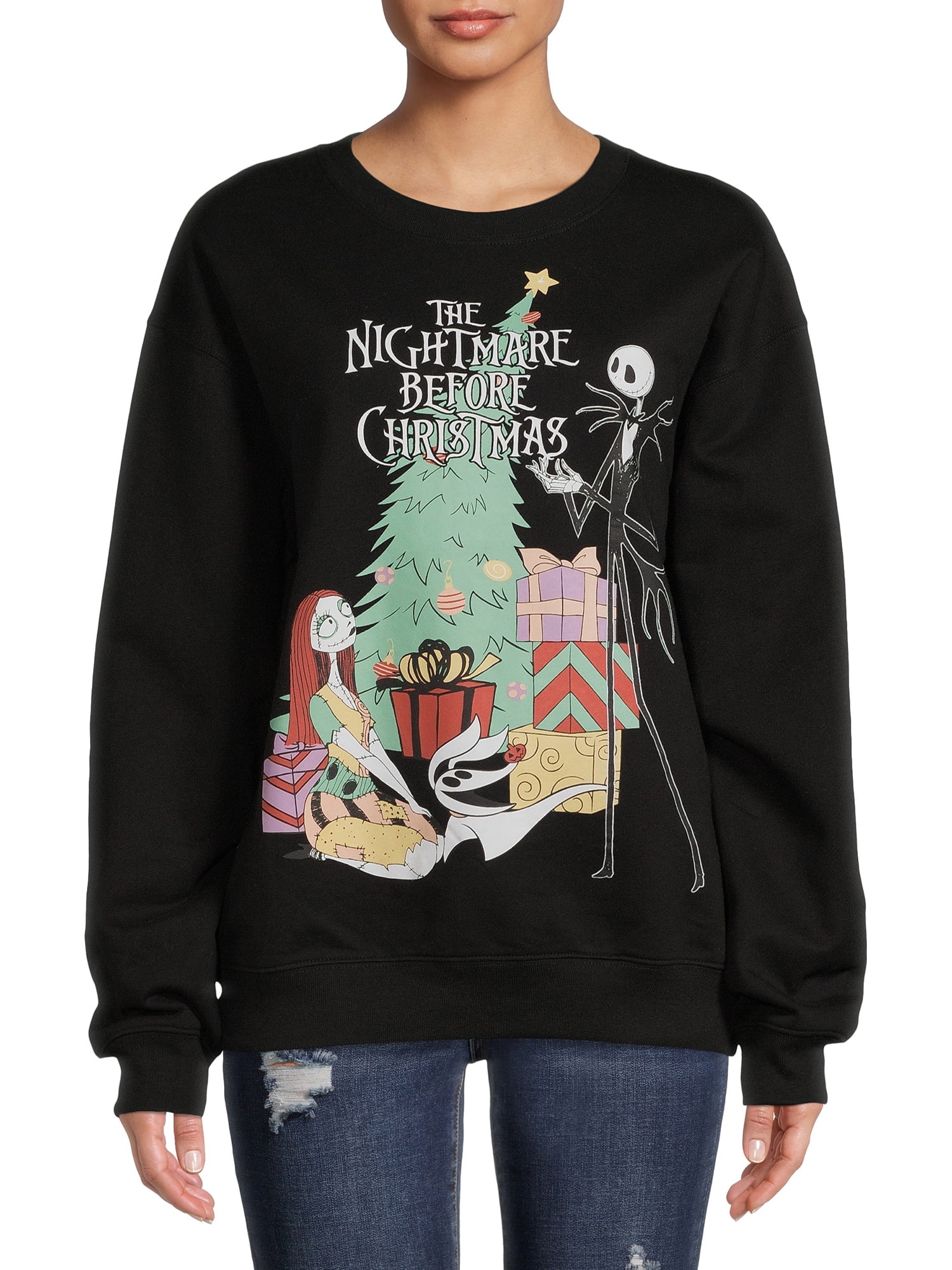 Disney Nightmare Before Christmas Women's Fleece Pullover Top with Long Sleeves