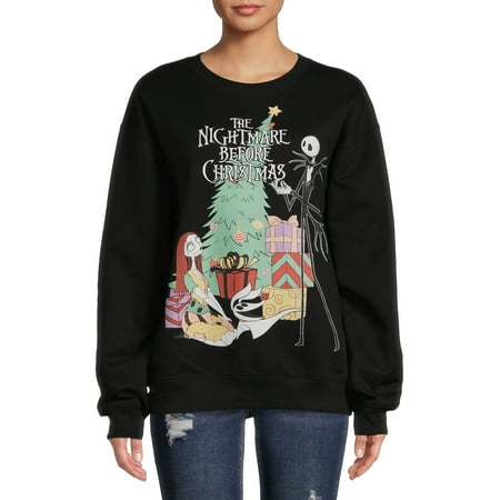 Nightmare Before Christmas Women's Fleece Pullover Top with Long Sleeves