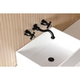 thumbnail image 2 of Kingston Brass KS3120PKX Duchess Double-Handle 3-Hole Wall Mount Bathroom Faucet in Matte Black, 2 of 8