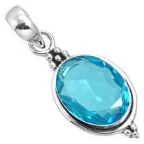 925 Silver Pendant For Chain Necklace For Women Blue Quartz Stone Silver Pendant December Birthstone Hand Made Silver Pendant Gift For Sister On Easter 925 Silver Jewelry With Gemstone