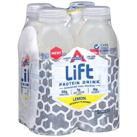 Atkins Lift Lemon Protein Drink, 16.9 Fl. Oz., 4 Count