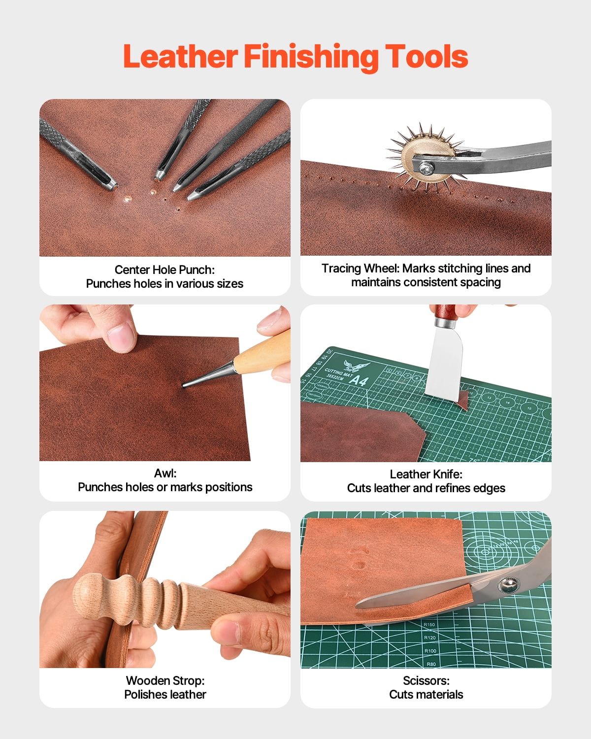 VEVOR Leather Working Tools Kit, 92 PCS Leather Craft Tools with Portable Leather Storage Bag, Engraving Punching Sewing Stamping Sanding Tools, Ideal for Beginners DIY Enthusiasts and Professionals