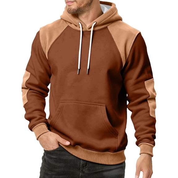 Men's Hoodies Sweatshirts Pullover Casual Gym Athletic Loose Hooded Sweatshirts Khaki 2XL