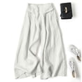 thumbnail image 2 of XIAONU Womens Pants Cotton-Linen Wide-Leg Culotte Pants Drapey baggy Semi-Elastic High-Waisted Slimming Cropped Pants, 2 of 9