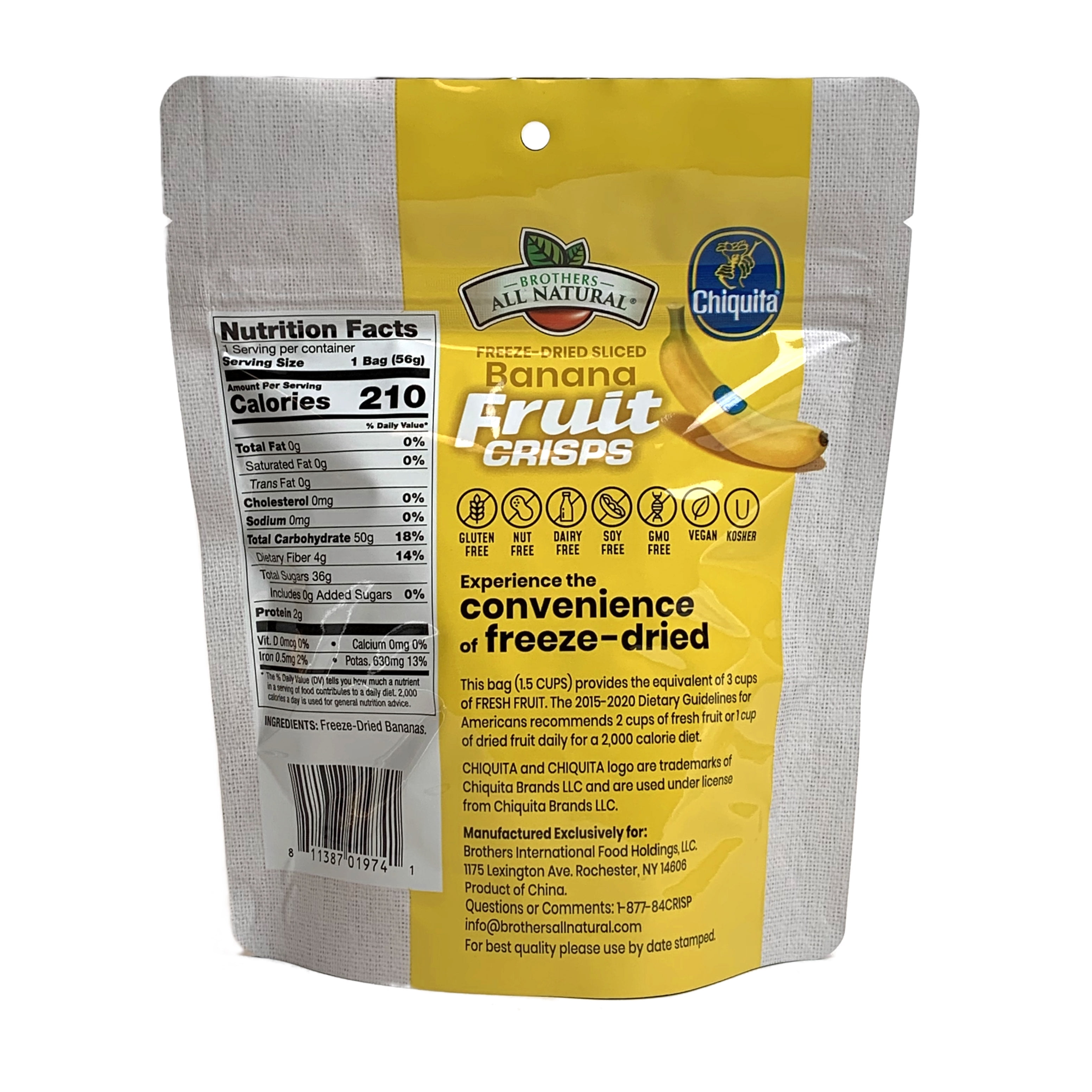 (2 pack) Chiquita Freeze Dried Banana Fruit Crisps