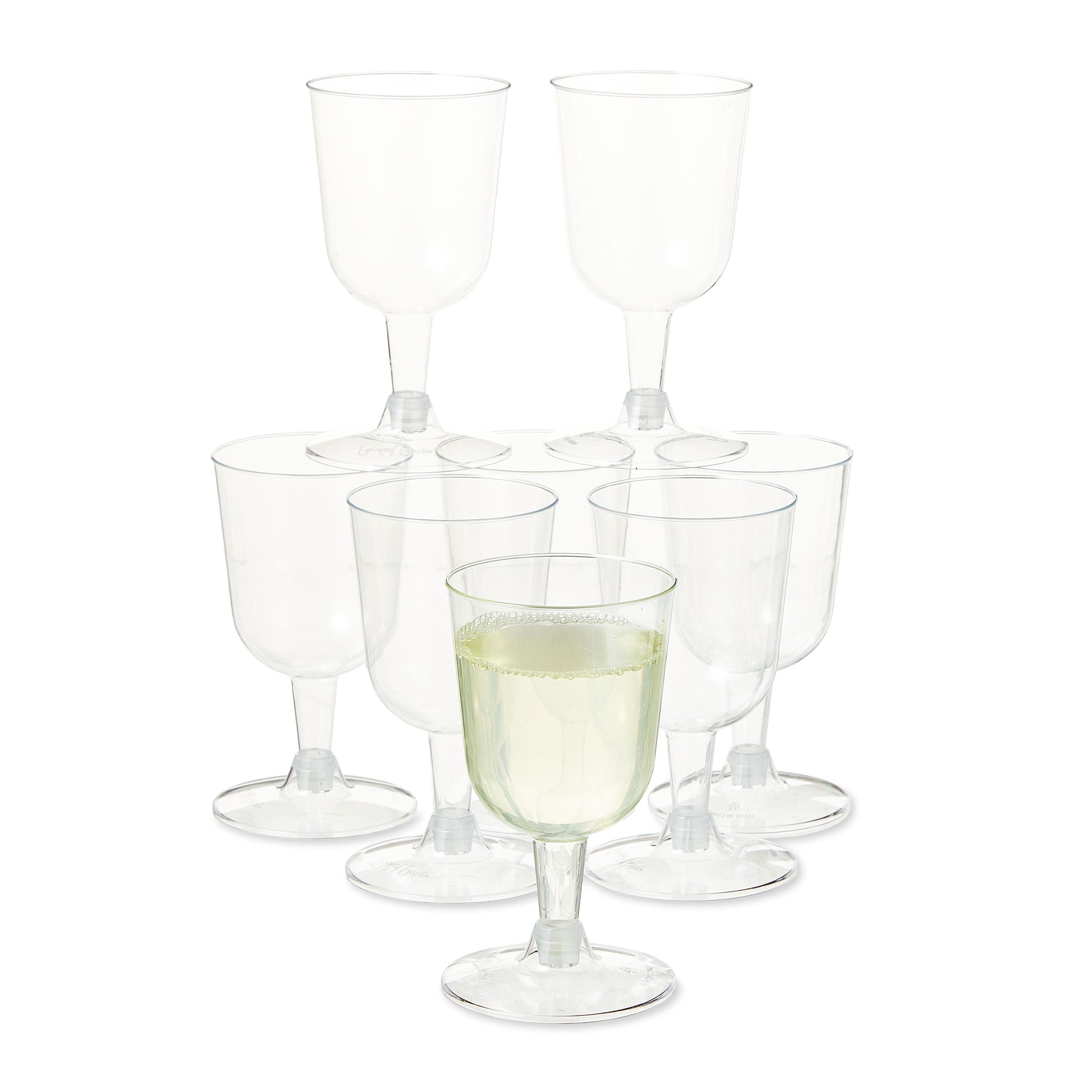 8 Count, 6.3 FL OZ, 4.8 x 2.6 IN Clear Plastic Wine Glasses, by Way To Celebrate