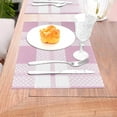 thumbnail image 5 of LNWH Pink Plaid Texture Art Pattern Placemats, 4 PCS Heat Resistant Washable PVC Table Mats, 18"x12", 5 of 6