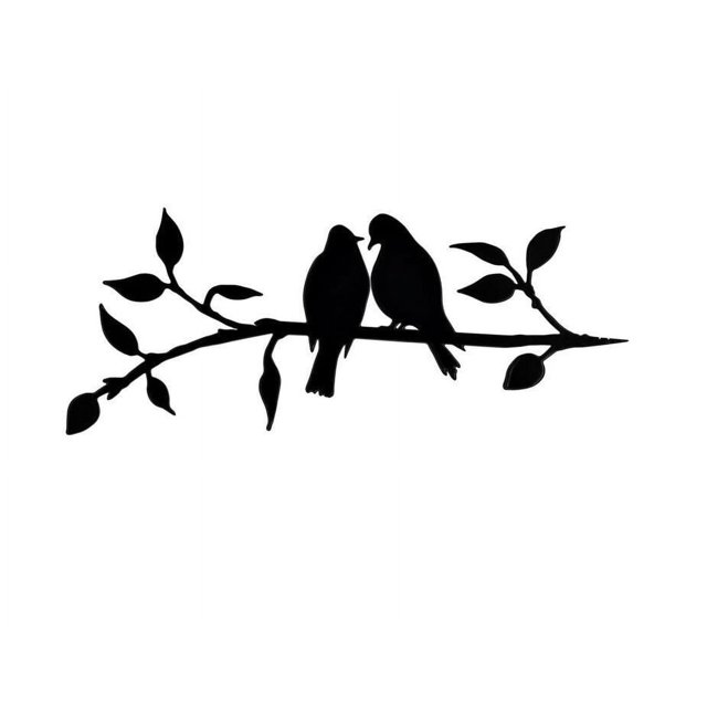 Silueta de acero de pájaro de metal, decoración de pájaros de rama de acero, arte de figura de metal, decoración de arte de árbol, para decoraciones de patio de jardín al aire libre (C)