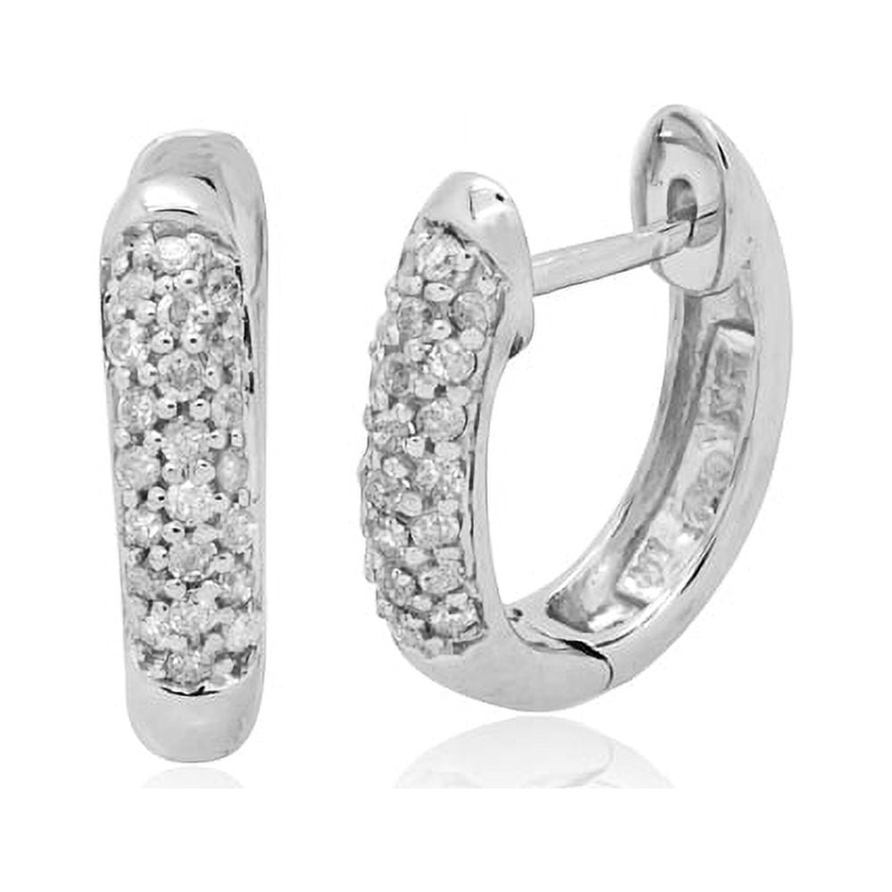 10K White Gold 0.25 CTTW Diamond Hoop Earring