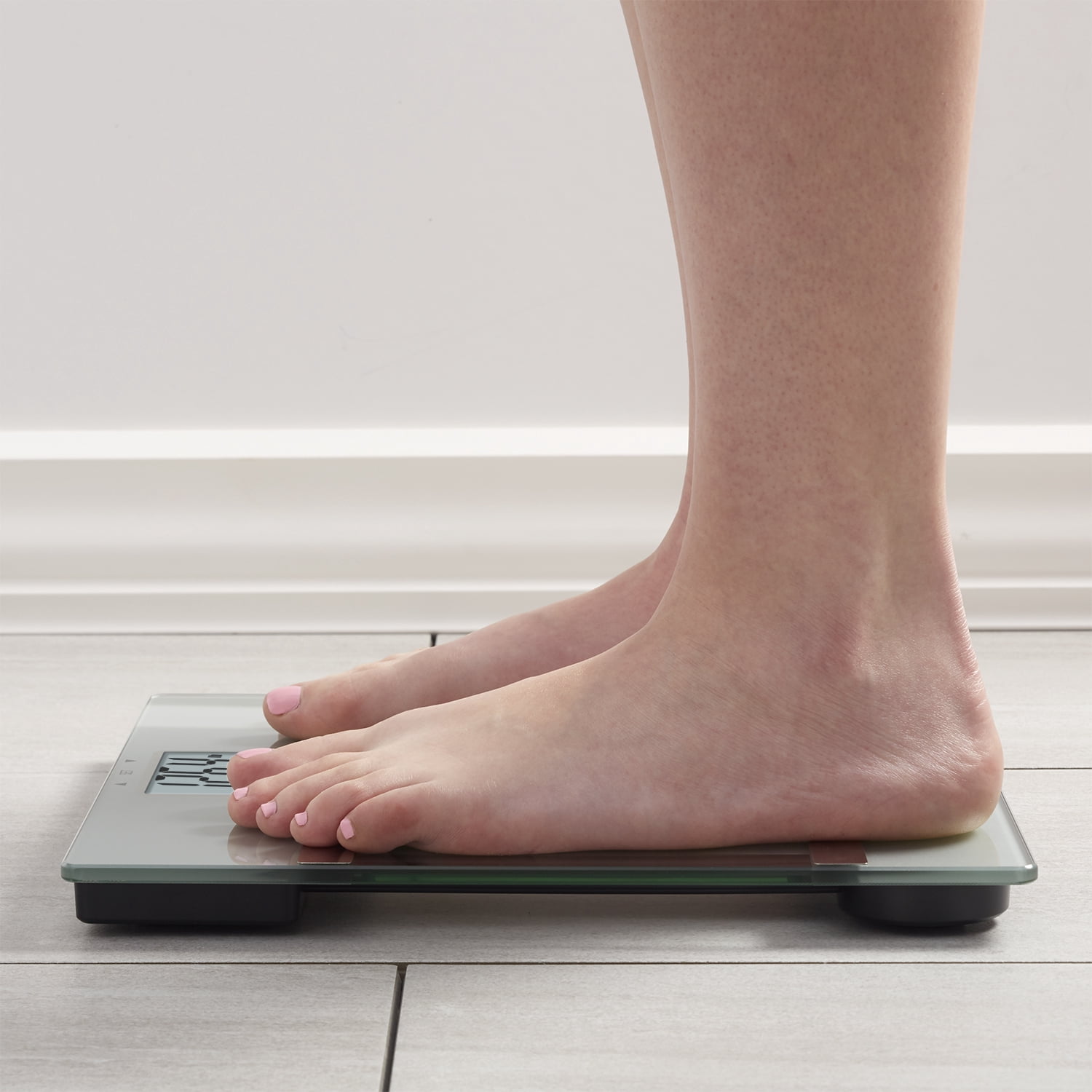 InstaTrack 11.8" x 11.8" Digital Glass Body Weight Scale with Body Fat/BMI Monitoring, Clear