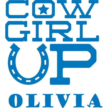 - Personalized Name Vinyl Decal Sticker Custom Initial Wall Personalization Decor Girls Western CowGirl Up Horseshoe 12 X 12 Inches