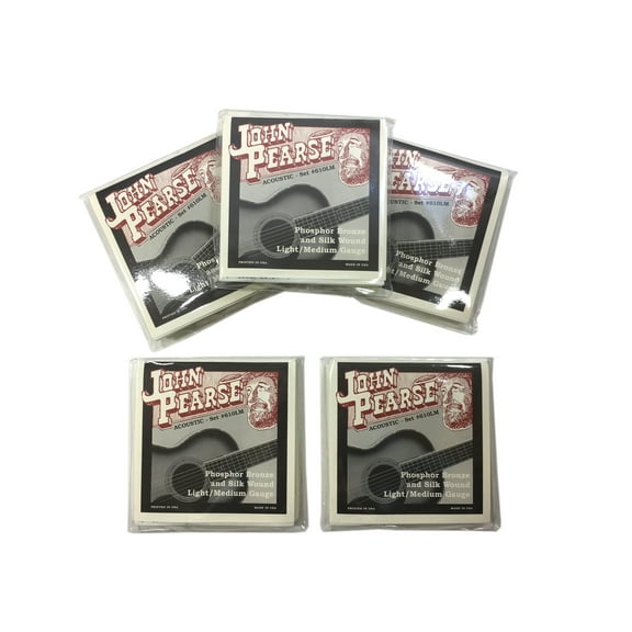 John Pearse Guitar Strings 5-Pack  Acoustic Silk Wound Phos Bronze #610LM