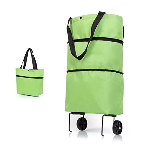 Folding Shopping Pull Cart Trolley Bag with Wheels Foldable Shopping Bags Reusable Grocery Bags Vegetables Bag (Color : A) (A)