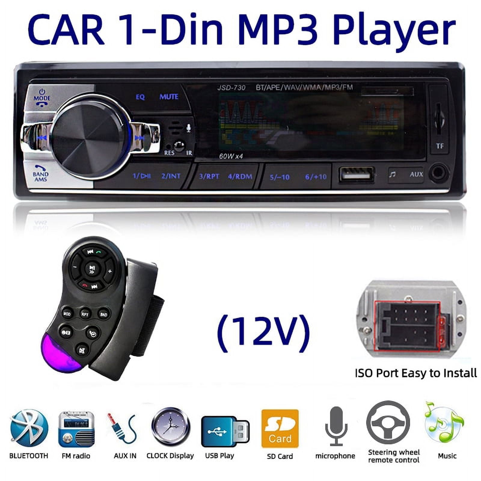 Single Din Bluetooth Car Stereo Receiver,MP3 Player with Remote Control, USB SD AUX Audio Input, Black