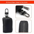 thumbnail image 4 of Luckybay Leather Car Key Case Holder – Compact Zippered Auto Key Fob Protector Pouch for Smart & Folding Keys, Coins – Keychain Wallet for Men & Women (Black), 4 of 8