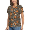 thumbnail image 5 of Yiaed Fox And Mushroom Print Women's T Shirt V-Neck Short Sleeve Shirt Casual Breathable Tee Summer Tops-Medium, 5 of 5