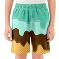 thumbnail image 4 of SUYOLL Children Boys Baseball Shorts with Ice Cream Print Elastic Waist Casual Athletic Shorts Daily Wear Party Outdoor Sports Summer Fall Bohemian Style, 4 of 4