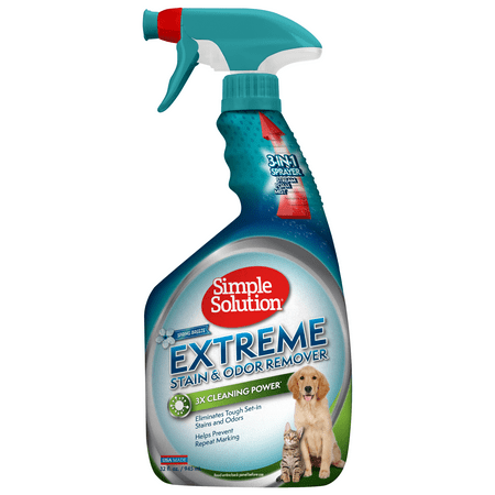 Simple Solution Extreme Pet Stain and Odor Remover | Enzymatic Cleaner with 3X Pro-Bacteria Cleaning Power | Spring Breeze, 32 (Best Enzymatic Pet Cleaner)