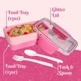thumbnail image 4 of Paris Hilton 5-Piece Stackable Bento Lunch Box, Pink - Includes Two 15oz Food Trays, Lid, Fork, and Spoon - Perfect for Meal Prep and On-the-Go Lunches, 4 of 7
