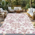 thumbnail image 3 of Fsddascl Pink Red Snowflake Christmas Outdoor Rug for Patio/Deck/Porch, Non-Slip Large Area Rug 6 x 9 Ft, Xmas Snowflake Indoor Outdoor Rugs Washable Area Rugs, Reversible Camping Rug Carpet Runner, 3 of 5