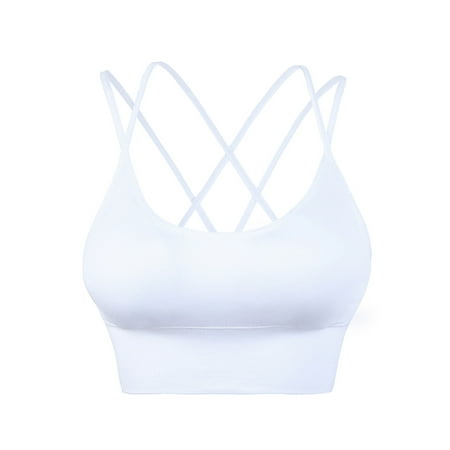 

DORKASM Sport Bras 3 Pack for Women Criss Cross Backless Sexy Strappy Supportive Sports Bra White XL