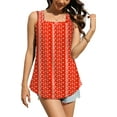 thumbnail image 3 of Fantaslook Tank Tops for Women Pleated Square Neck Sleeveless Summer Tops Curved Hem Flowy Shirts, 3 of 9