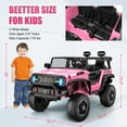 thumbnail image 4 of Farmdex 24V 2 Seater Ride on Car, 2WD/4WD Switchable Car Truck with Remote Control, Powered 4 x 200W Motors Ride on Toys for Kids, Colorful LED Head Lights, Bluetooth, MP3ink, Pink, 4 of 11