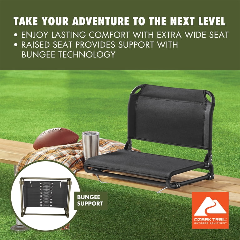 Ozark Trail Stadium Seat Black Extra-Wide Raised Support Support