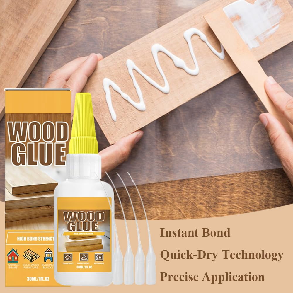 Super Strong Wood Glue, High Strength Fast Drying Clear Wood Glue, Heavy Duty Woods Glue for Crafts, Woods Glues for Furniture Heavy Duty, Waterproof, Transparent, Quick-Dry with Precision Tips