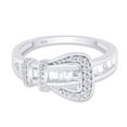 thumbnail image 3 of Round & Baguette Cut White Cubic Zirconia Belt Buckle Band Ring In 14K White Gold Plated 925 Sterling Silver (Color:White, Clarity: VVS1-VVS2) -6, 3 of 9