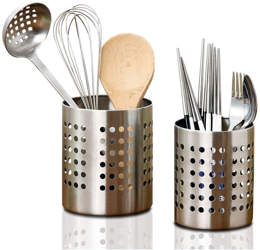 2Pcs Cutlery Holder Kitchen Utensil Organiser Spoons Storage Drainer Flatware