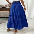 thumbnail image 7 of Women’s High Waist Maxi Skirt with Smocked Elastic Waistband and Tiered A Line Silhouette Casual Long Skirt with Pockets Royal Blue XL, 7 of 7