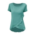 thumbnail image 5 of T Shirts for Women Slim Fit Peplum Short Sleeved Top Blouse T-Shirt Tops Green 2XL, 5 of 5