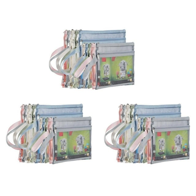 30 Pack Sacs à Fermeture Éclair en Maille Double Couche Colorés, Ensembles de Blocs de Construction Rangement & Organisation 15 Pcs A4+15 Pcs A5