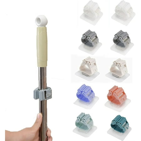 

10 Piece mop and broom rack wall mounted non drilling broom and mop clip self-adhesive mop clip