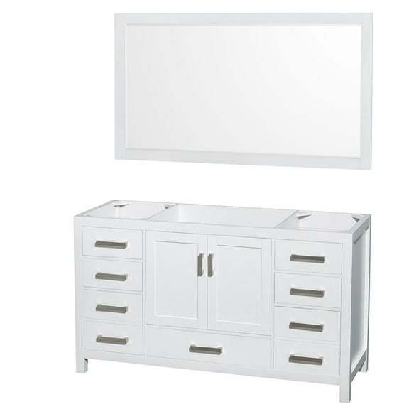 Wyndham Collection Sheffield 59" Mirror Wood Single Bathroom Vanity in White
