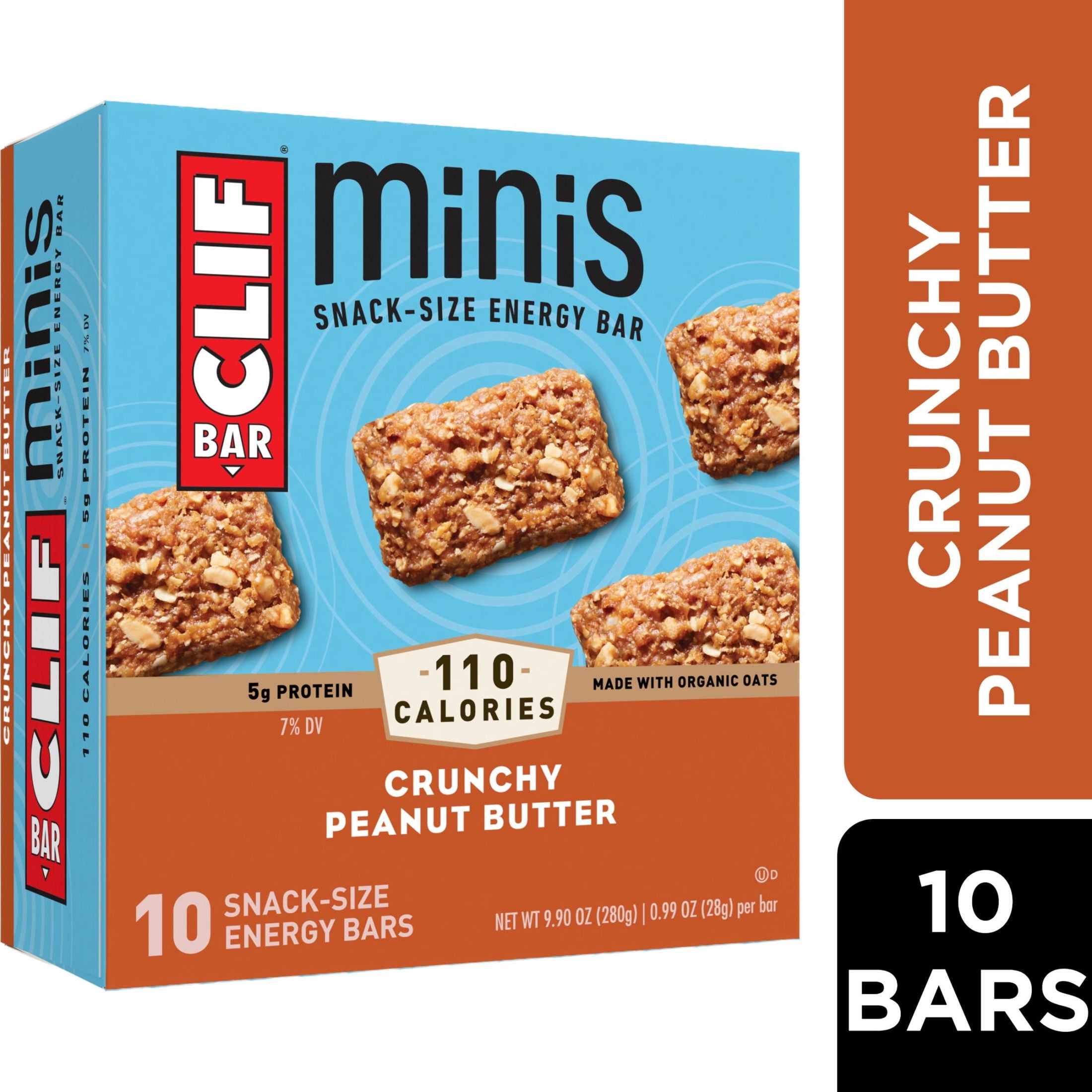 CLIF BAR Minis Crunchy Peanut Butter Flavor Snack-Size Energy Bars, 10ct